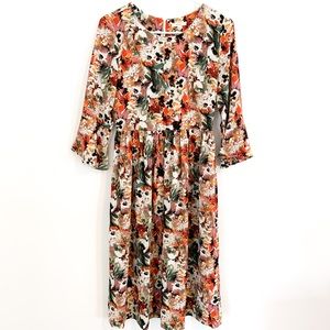 Stunning Floral Dress with Flare Sleeves